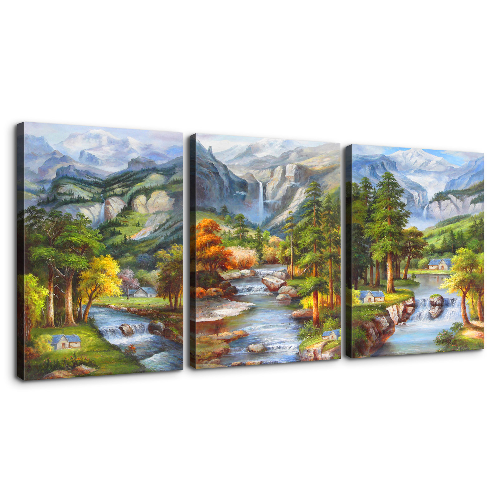 Millwood Pines 3 panels Framed Canvas Wall Art Decor Nature Scene
